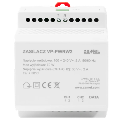 ZASILACZ DO DWUŻYŁOWEGO SYSTEMU WIDEO DOMOFONOWEGO - SERIA 200  TYP: VP-PWRW2