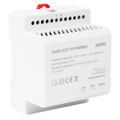ZASILACZ DO DWUŻYŁOWEGO SYSTEMU WIDEO DOMOFONOWEGO - SERIA 200  TYP: VP-PWRW2