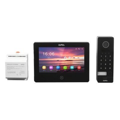 JEDNORODZINNY DWUŻYŁOWY ZESTAW WIDEO DOMOFONOWY Z CZYTNIKIEM RFID I SZYFRATOREM / CZARNY - SERIA 2  TYP: VP-209ICSPB-B