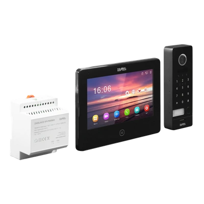 JEDNORODZINNY DWUŻYŁOWY ZESTAW WIDEO DOMOFONOWY Z CZYTNIKIEM RFID I SZYFRATOREM / CZARNY - SERIA 2  TYP: VP-209ICSPB-B