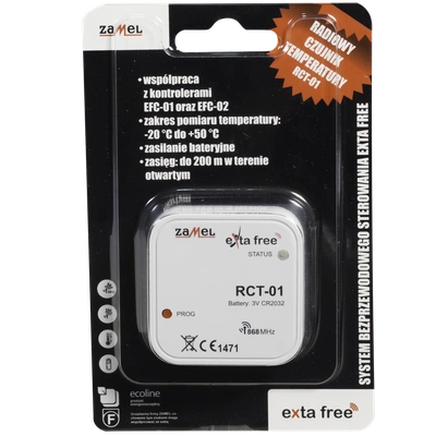 RADIOWY DOPUSZKOWY CZUJNIK TEMPERATURY  TYP: RCT-01
