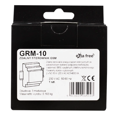 ZDALNY STEROWNIK GSM MODUŁOWY 2-KANAŁOWY  TYP: GRM-10