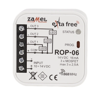 Radiowy odbiornik dopuszkowy 3-kanałowy  TYP: ROP-06