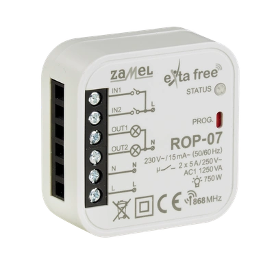 RADIOWY ODBIORNIK DOPUSZKOWY 2-KANAŁOWY DO WSPÓŁPRACY Z ŁĄCZNIKAMI TYP: ROP-07