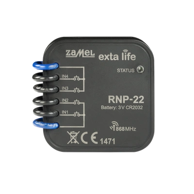RADIOWY NADAJNIK DOPUSZKOWY 4-KANAŁOWY BATERYJNY  TYP: RNP-22
