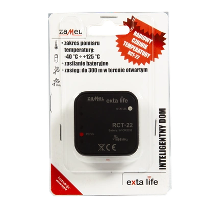 RADIOWY CZUJNIK TEMPERATURY BATERYJNY DOPUSZKOWY  TYP: RCT-22