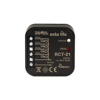 RADIOWY CZUJNIK TEMPERATURY DOPUSZKOWY 4-KANAŁOWY  TYP: RCT-21