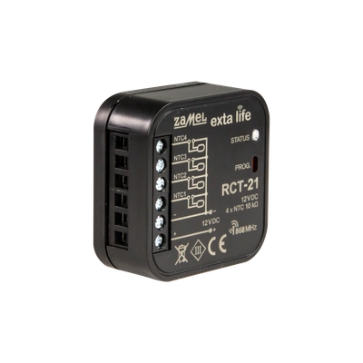 RADIOWY CZUJNIK TEMPERATURY DOPUSZKOWY 4-KANAŁOWY  TYP: RCT-21