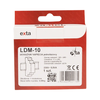 WSKAŹNIK NAPIĘCIA 1-FAZOWY 230V AC  TYP: LDM-10