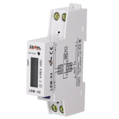 LICZNIK ENERGII ELEKTRYCZNEJ 1-FAZOWY LCD  TYP: LEM-02