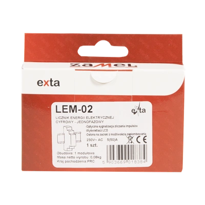 LICZNIK ENERGII ELEKTRYCZNEJ 1-FAZOWY LCD  TYP: LEM-02