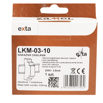 WSKAŹNIK ZASILANIA 230V LED CZERWONA  TYP: LKM-03-10