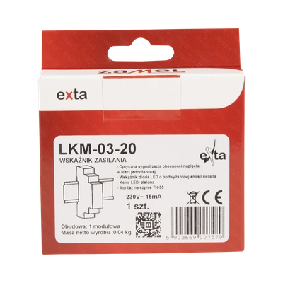 WSKAŹNIK ZASILANIA 230V LED ZIELONA  TYP: LKM-03-20
