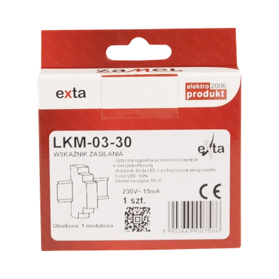 WSKAŹNIK ZASILANIA 230V LED ŻÓŁTA  TYP: LKM-03-30