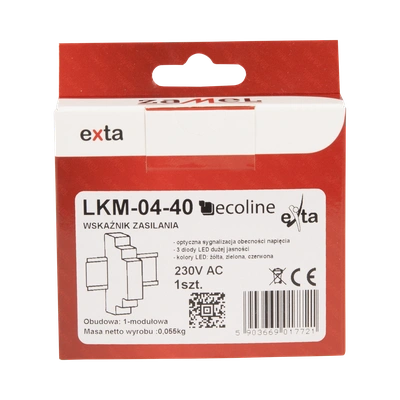 WSKAŹNIK ZASILANIA 230V/400V LED ŻÓŁTA/ZIELONA/CZERWONA TN  TYP: LKM-04-40