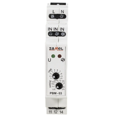 PRZEKAŹNIK BISTABILNY Z WYŁ.CZASOWYM 230V AC  TYP: PBM-03