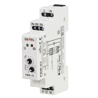 PRZEKAŹNIK BISTABILNY Z WYŁ.CZASOWYM 230V AC  TYP: PBM-03
