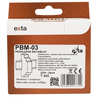 PRZEKAŹNIK BISTABILNY Z WYŁ.CZASOWYM 230V AC  TYP: PBM-03