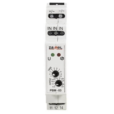 PRZEKAŹNIK BISTABILNY Z WYŁ.CZASOWYM 24V AC/DC  TYP: PBM-03/24V