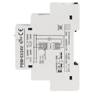 PRZEKAŹNIK BISTABILNY Z WYŁ.CZASOWYM 24V AC/DC  TYP: PBM-03/24V