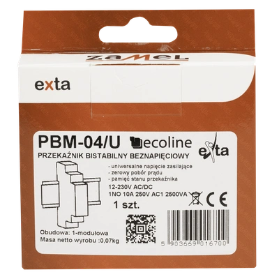 PRZEKAŹNIK BISTABILNY BEZNAPIĘCIOWY 12-230V AC/DC  TYP: PBM-04/U