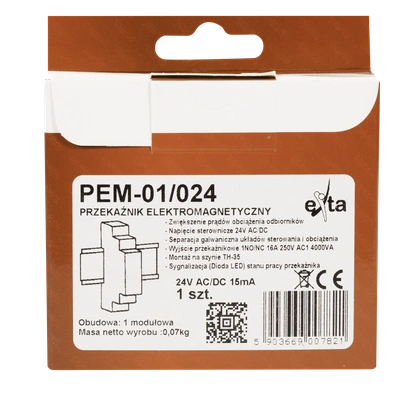 PRZEKAŹNIK ELEKTROMAGNETYCZNY 24V AC/DC 16A  TYP: PEM-01/024