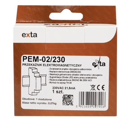 PRZEKAŹNIK ELEKTROMAGNETYCZNY 230V AC 2x8A  TYP: PEM-02/230