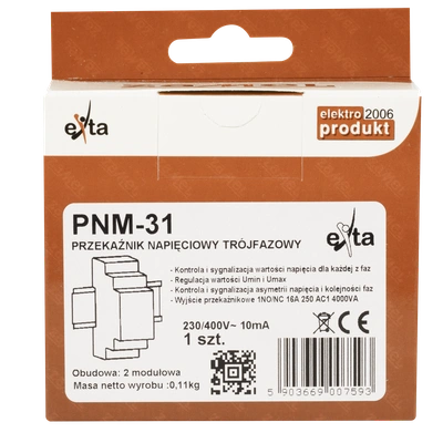 PRZEKAŹNIK NAPIĘCIOWY 3-FAZOWY 230/400V  TYP: PNM-31