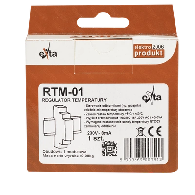 REGULATOR TEMPERATURY 5-40C BEZ SONDY 230V AC  TYP: RTM-01