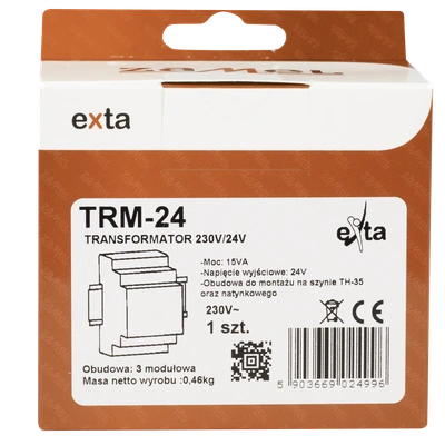 TRANSFORMATOR 230/24V AC 15VA  TYP: TRM-24