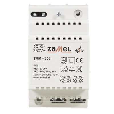 TRANSFORMATOR 230/3/5/8V AC 15VA  TYP: TRM-358