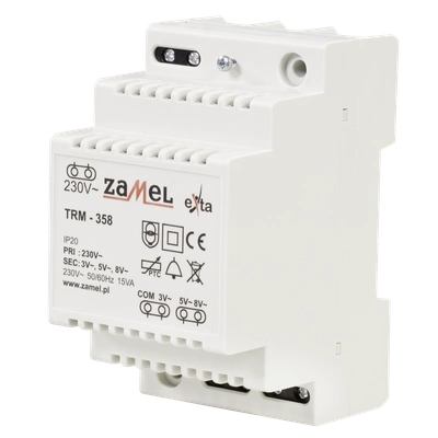 TRANSFORMATOR 230/3/5/8V AC 15VA  TYP: TRM-358