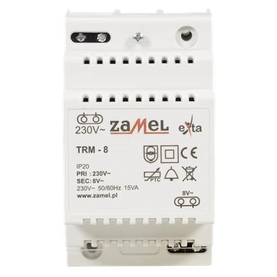 TRANSFORMATOR 230/8V AC 15VA  TYP: TRM-8