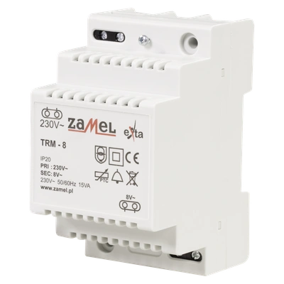TRANSFORMATOR 230/8V AC 15VA  TYP: TRM-8