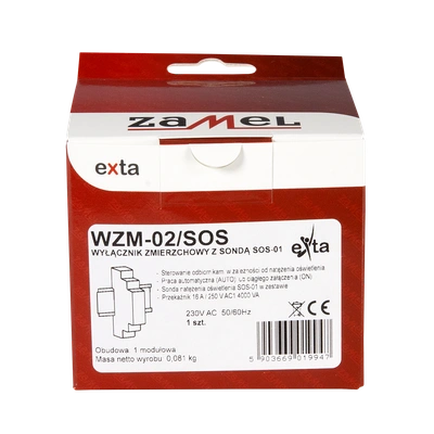 WYŁĄCZNIK ZMIERZCHOWY Z SONDĄ SOS-01 230V AC  TYP: WZM-02/SOS