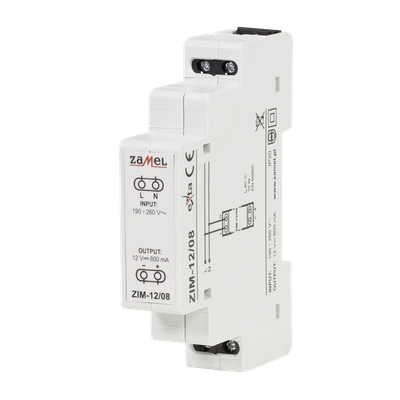 ZASILACZ IMPULSOWY 12V DC 0,8A  TYP: ZIM-12/08