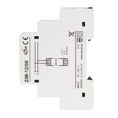 ZASILACZ IMPULSOWY 12V DC 0,8A  TYP: ZIM-12/08