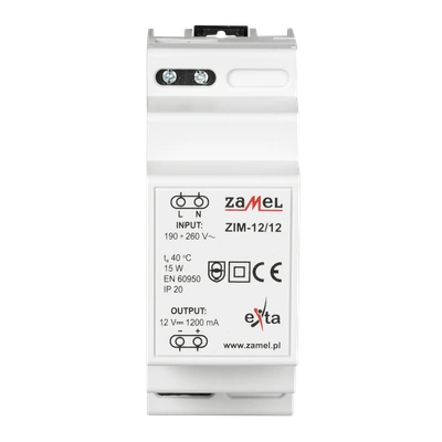 ZASILACZ IMPULSOWY 12V DC 1,2A  TYP: ZIM-12/12