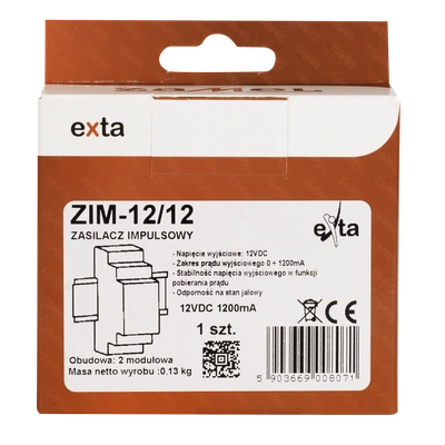 ZASILACZ IMPULSOWY 12V DC 1,2A  TYP: ZIM-12/12