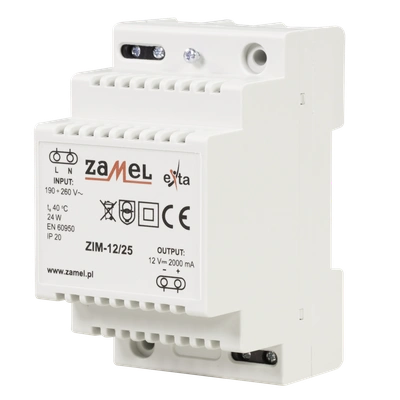 ZASILACZ IMPULSOWY 12V DC 2,0A  TYP: ZIM-12/25