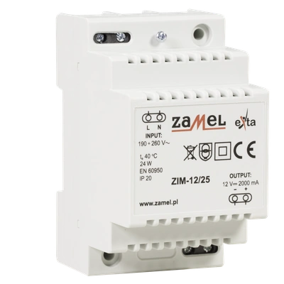 ZASILACZ IMPULSOWY 12V DC 2,0A  TYP: ZIM-12/25