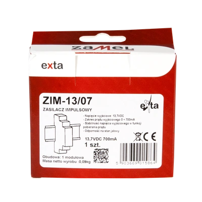 *ZASILACZ IMPULSOWY 13,7V DC 0,7A  TYP: ZIM-13/07