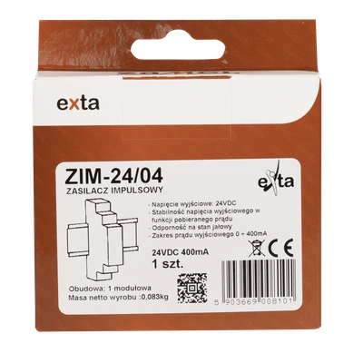 ZASILACZ IMPULSOWY 24V DC 0,4A  TYP: ZIM-24/04