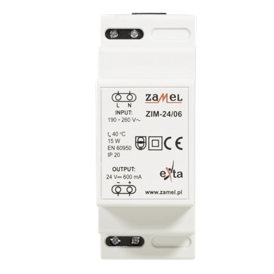 ZASILACZ IMPULSOWY 24V DC 0,6A  TYP: ZIM-24/06