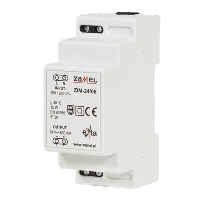 ZASILACZ IMPULSOWY 24V DC 0,6A  TYP: ZIM-24/06