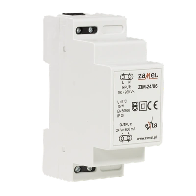 ZASILACZ IMPULSOWY 24V DC 0,6A  TYP: ZIM-24/06