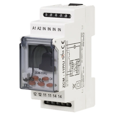 PROGRAMATOR CZASOWY 1-KAN. TYGODN. PAMIĘĆ ZEWN. 24-250V AC / 30-300V DC TYP: ZCM-11P/U