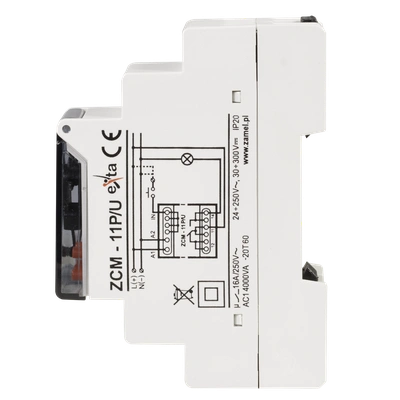 PROGRAMATOR CZASOWY 1-KAN. TYGODN. PAMIĘĆ ZEWN. 24-250V AC / 30-300V DC TYP: ZCM-11P/U