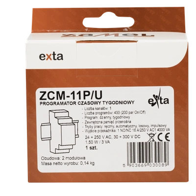PROGRAMATOR CZASOWY 1-KAN. TYGODN. PAMIĘĆ ZEWN. 24-250V AC / 30-300V DC TYP: ZCM-11P/U