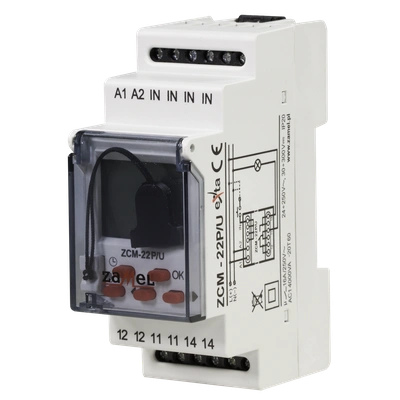 PROGRAMATOR CZASOWY 1-KAN. TYGODN.-ROCZNY PAMIĘĆ ZEWN. 24-250V AC / 30-300V DC TYP: ZCM-22P/U